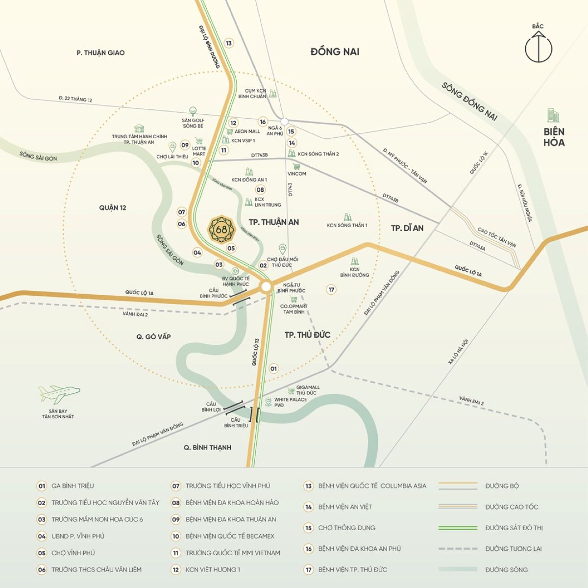 Vị trí dự án the emerald boulevard thuận an